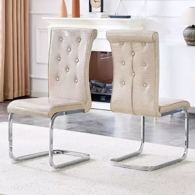 Chaises de cuisine en peau d'alligator avec boucle en cristal, chaises de salle à manger en cuir PVC