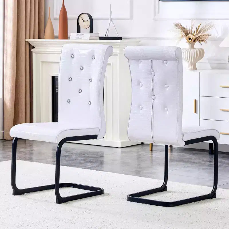 Chaises de cuisine en peau d'alligator avec boucle en cristal, chaises de salle à manger en cuir PVC
