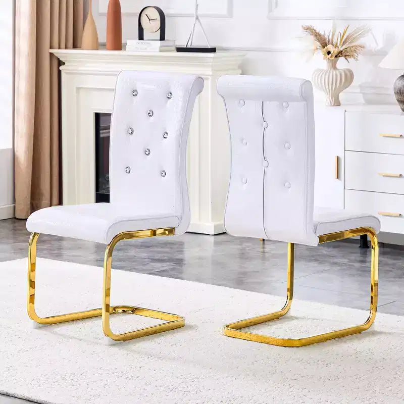 Chaises de cuisine en peau d'alligator avec boucle en cristal, chaises de salle à manger en cuir PVC
