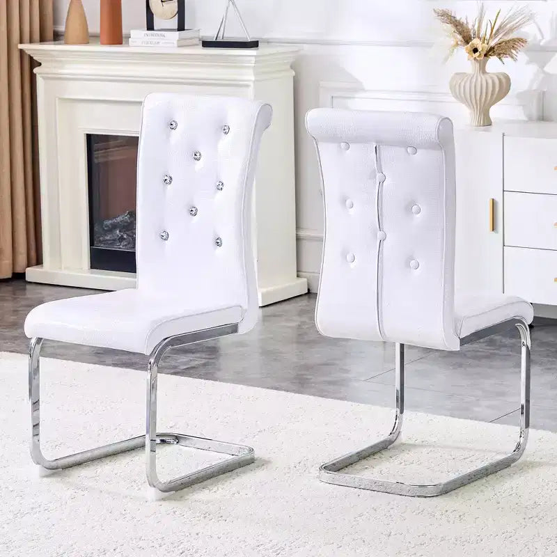 Chaises de cuisine en peau d'alligator avec boucle en cristal, chaises de salle à manger en cuir PVC
