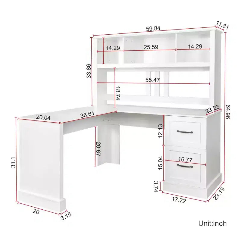 Bureau d'ordinateur à domicile, bureau d'écriture avec étagère, 2 tiroirs