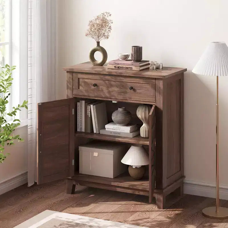 Bahut de style rustique avec étagère réglable à 3 niveaux