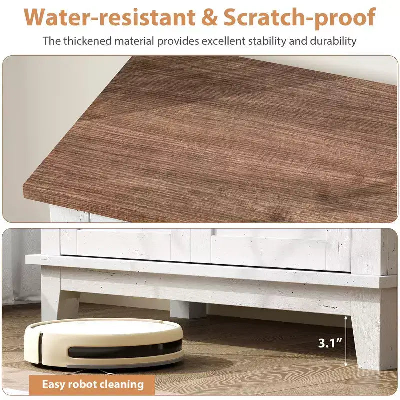 Bahut de style rustique avec étagère réglable à 3 niveaux