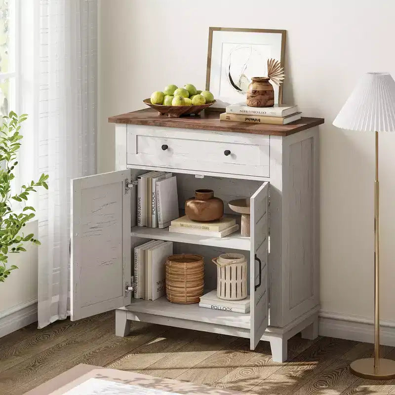 Bahut de style rustique avec étagère réglable à 3 niveaux