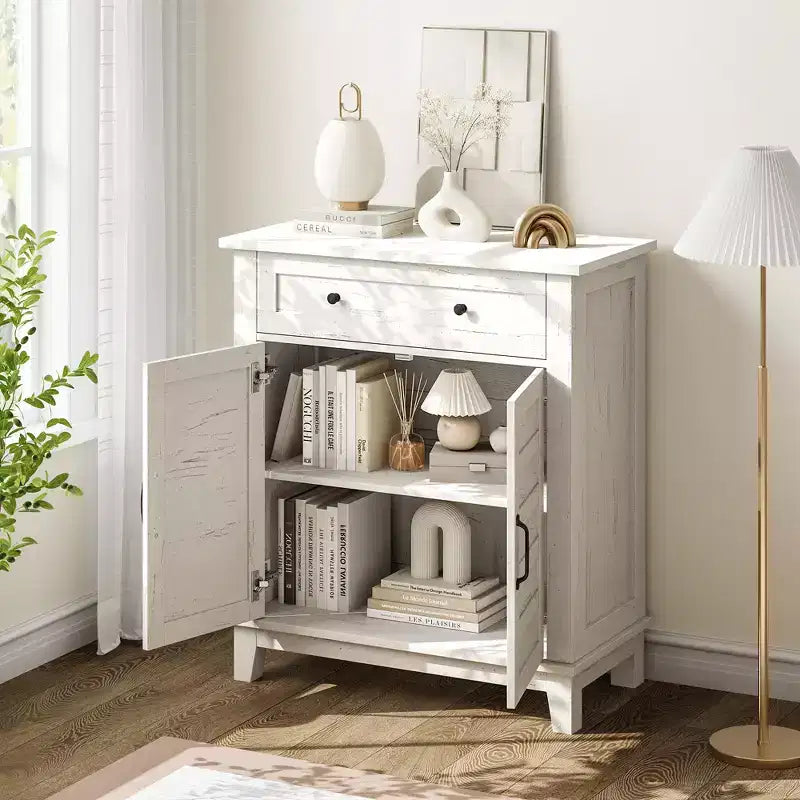 Bahut de style rustique avec étagère réglable à 3 niveaux