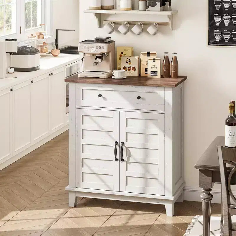 Farmhouse Sideboard Buffet Cabinet with 3-Tiers Adjustable Shelf for Dining Room, Bathroom