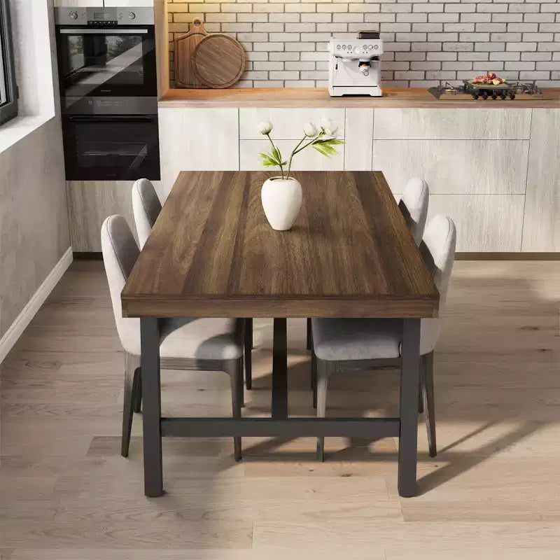 Table à manger industrielle Grande table de cuisine rectangulaire en bois