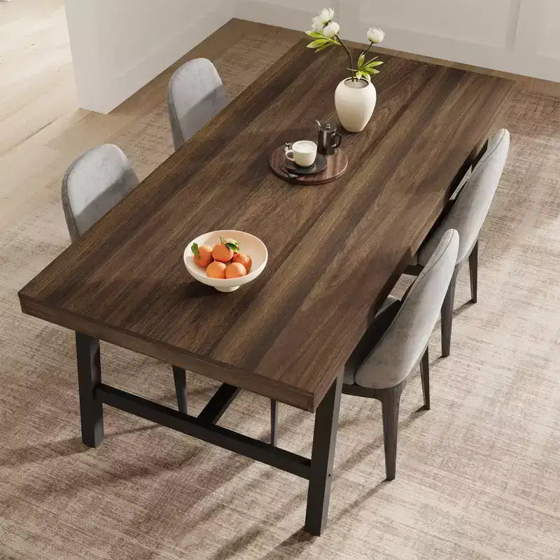 Table à manger industrielle Grande table de cuisine rectangulaire en bois