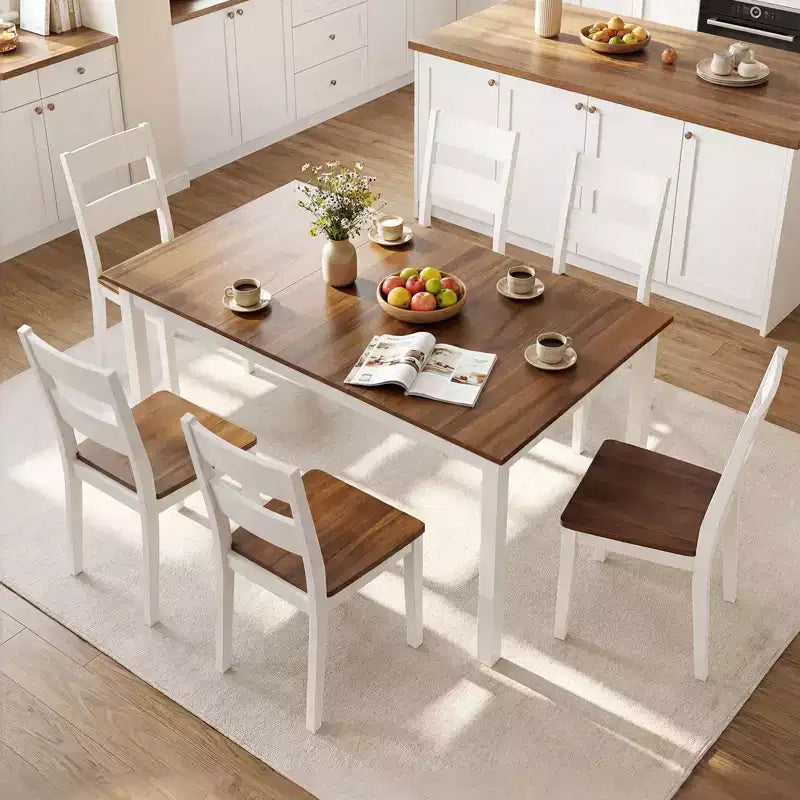 Table de salle à manger rectangulaire avec pieds en bois d'hévéa massif