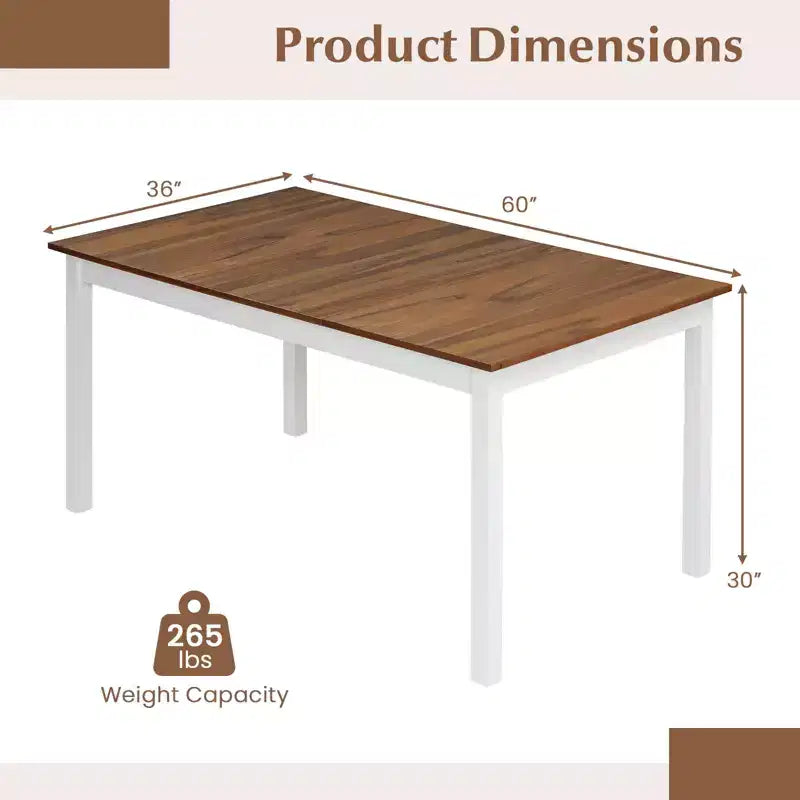 Table de salle à manger rectangulaire avec pieds en bois d'hévéa massif
