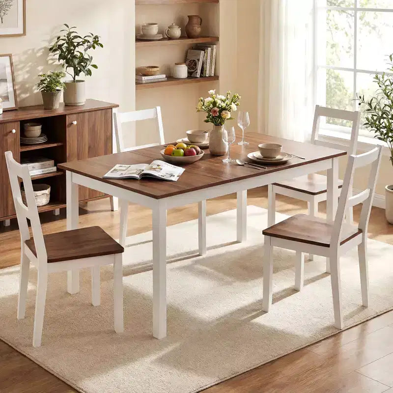 Table de salle à manger rectangulaire avec pieds en bois d'hévéa massif