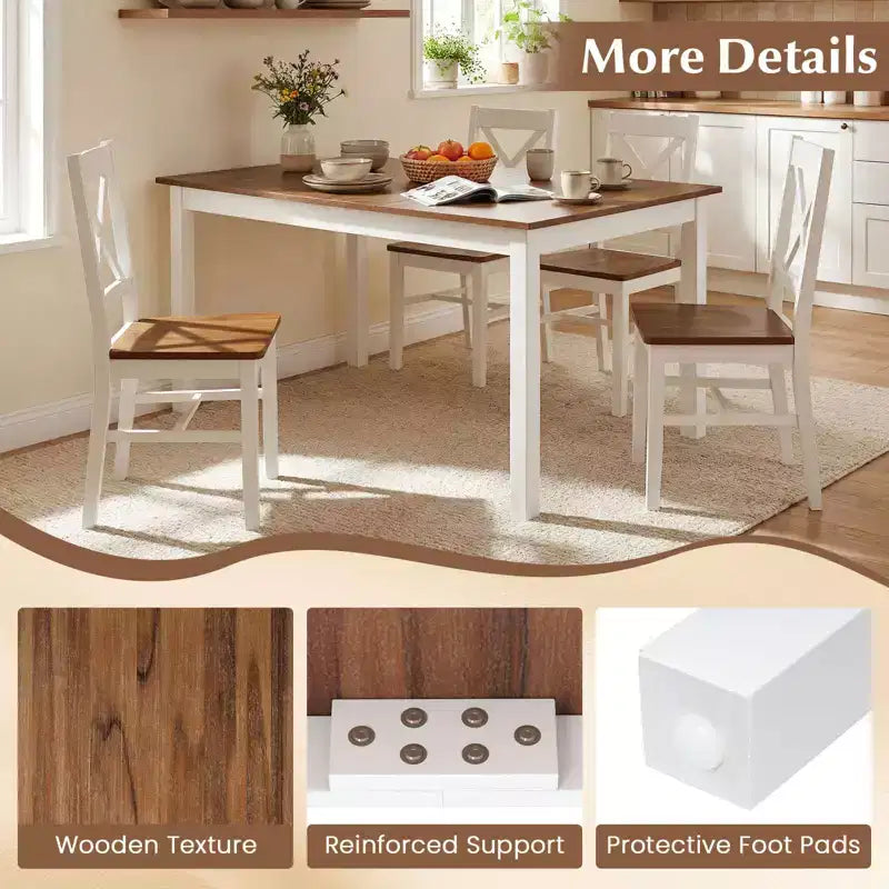 Table de salle à manger rectangulaire avec pieds en bois d'hévéa massif