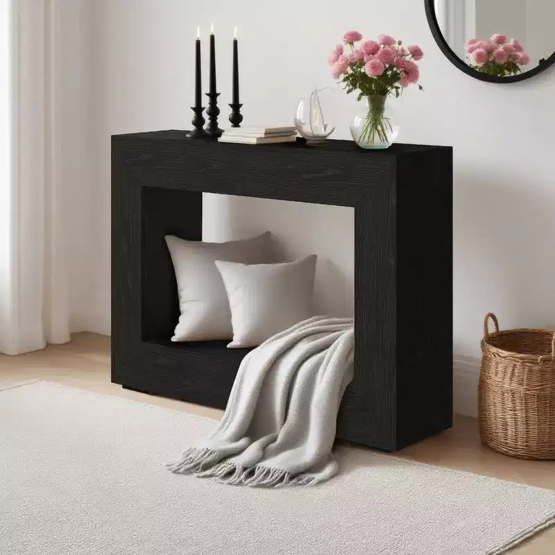 Console rustique pour entrée, Table d'appoint de canapé en bois avec rangement