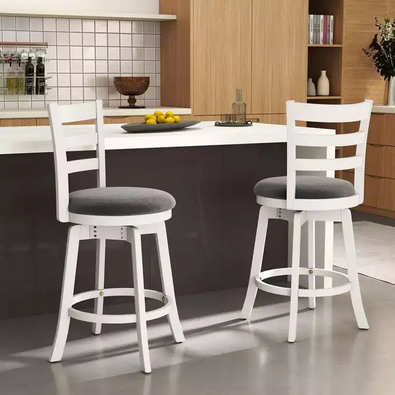 Tabourets de bar pivotants avec dossier et repose-pieds rembourré