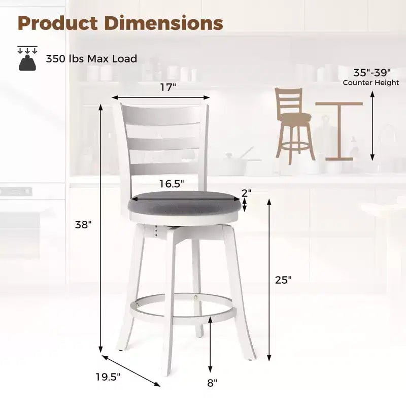Tabourets de bar pivotants avec dossier et repose-pieds rembourré