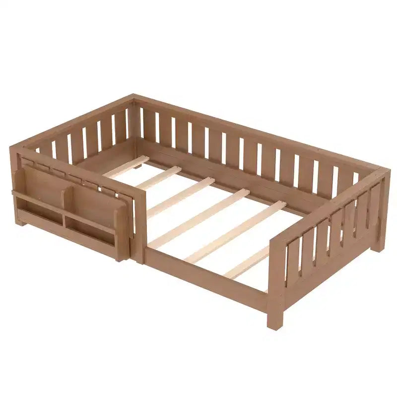 Lit simple avec étagère intégrée et barrière de sécurité de haute qualité