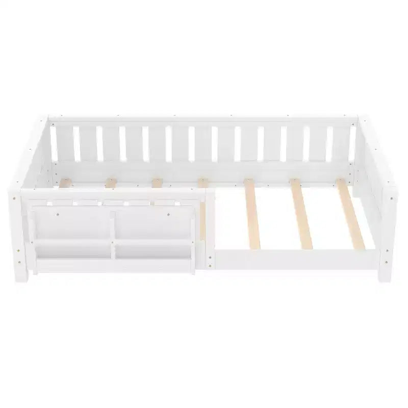 Lit simple avec étagère intégrée et barrière de sécurité de haute qualité