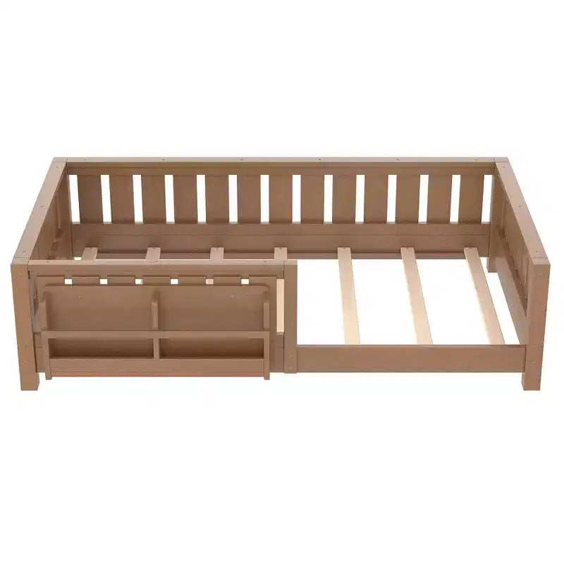 Lit simple avec étagère intégrée et barrière de sécurité de haute qualité