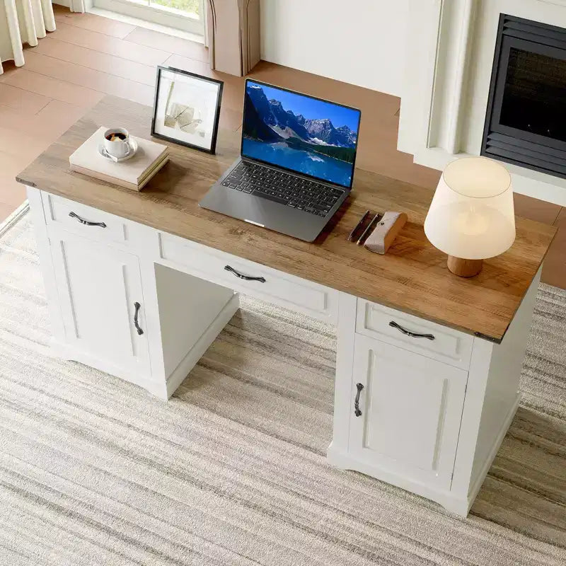 Bureau de direction style ferme, Armoires-écritoires, Table d'ordinateur rustique en bois