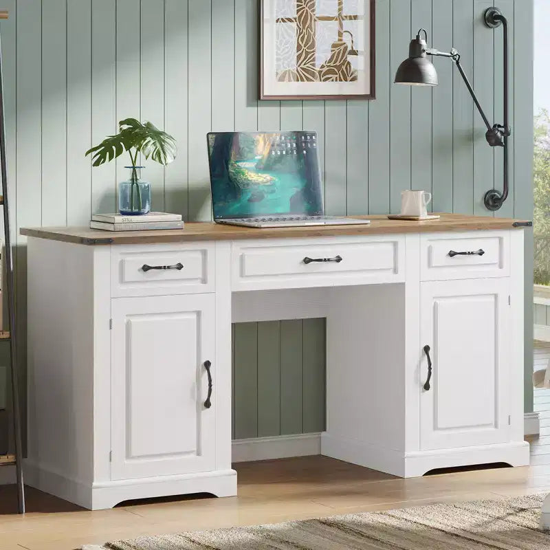 Bureau de direction style ferme, Armoires-écritoires, Table d'ordinateur rustique en bois