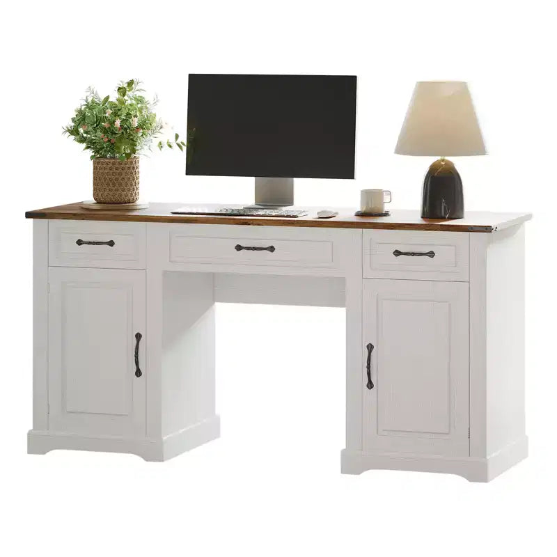 Bureau de direction style ferme, Armoires-écritoires, Table d'ordinateur rustique en bois