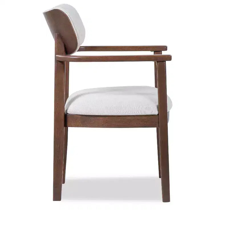 Chaises de salle à manger rembourrées en bois d'hévéa de style rustique avec dossier incurvé (lot de 2)