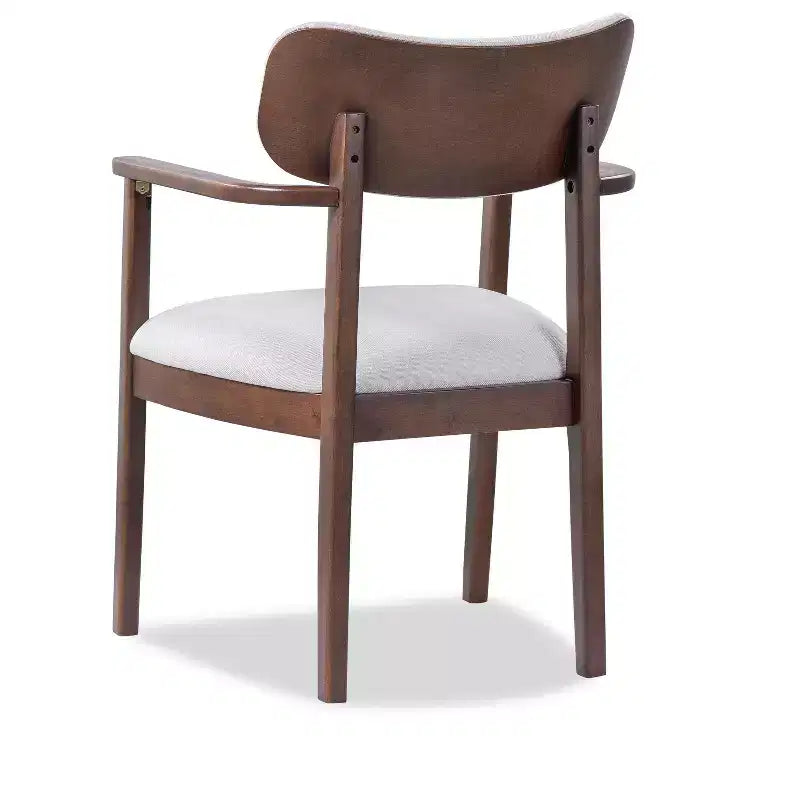 Chaises de salle à manger rembourrées en bois d'hévéa de style rustique avec dossier incurvé (lot de 2)