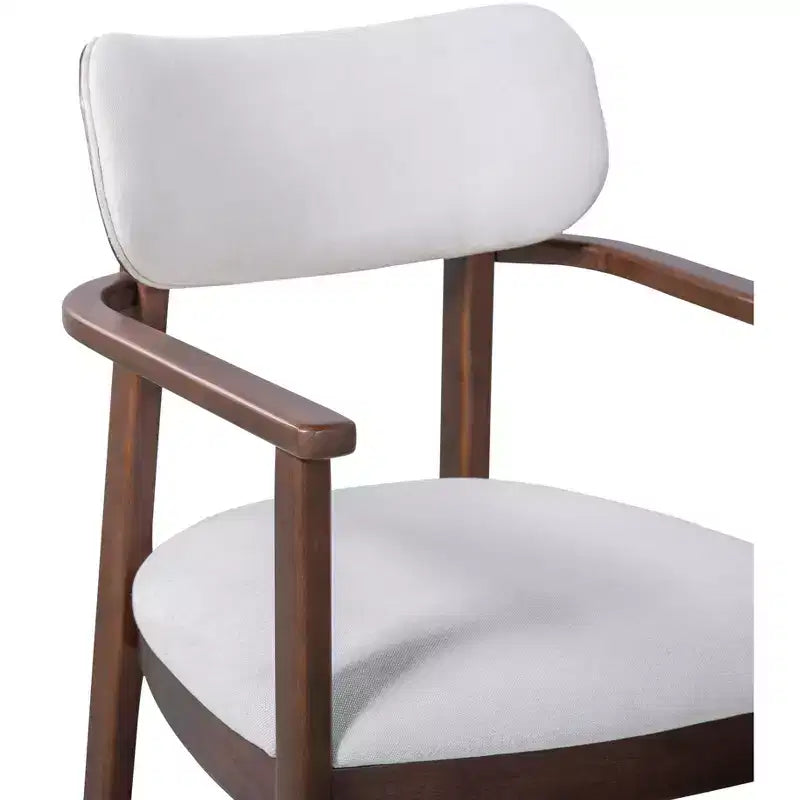 Chaises de salle à manger rembourrées en bois d'hévéa de style rustique avec dossier incurvé (lot de 2)