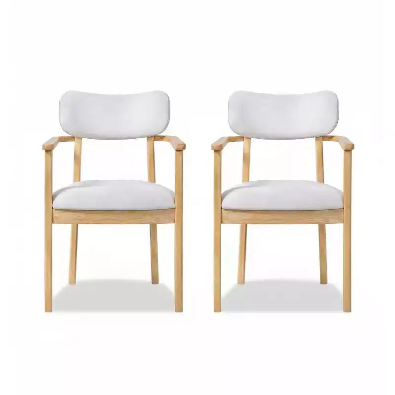 Chaises de salle à manger rembourrées en bois d'hévéa de style rustique avec dossier incurvé (lot de 2)