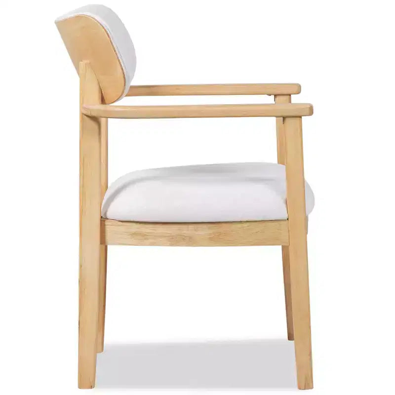 Chaises de salle à manger rembourrées en bois d'hévéa de style rustique avec dossier incurvé (lot de 2)