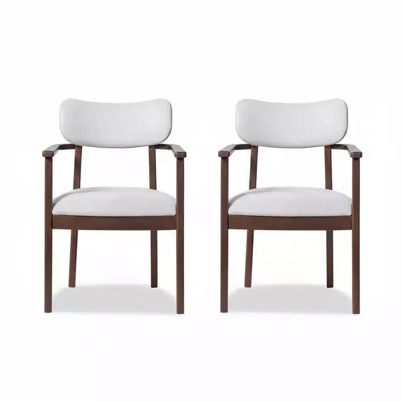 Chaises de salle à manger rembourrées en bois d'hévéa de style rustique avec dossier incurvé (lot de 2)