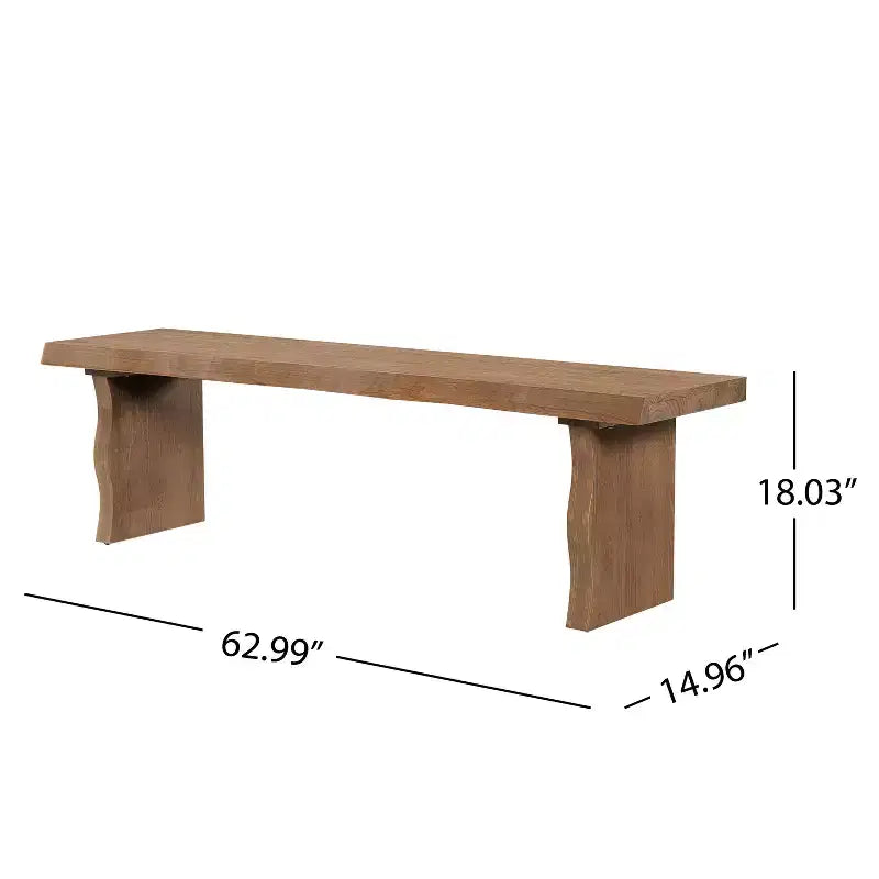 Banc de salle à manger en pin de style rustique avec pieds évasés