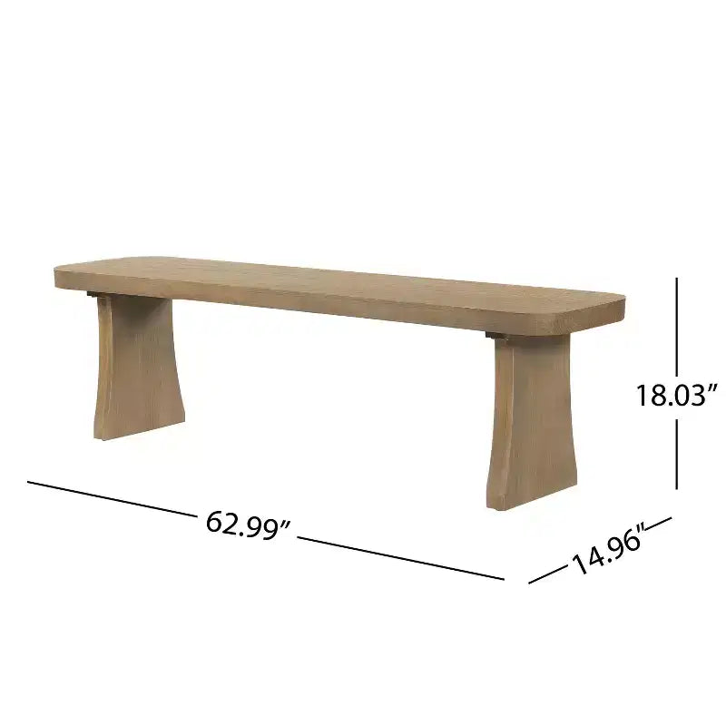 Banc de salle à manger en pin de style rustique avec pieds évasés