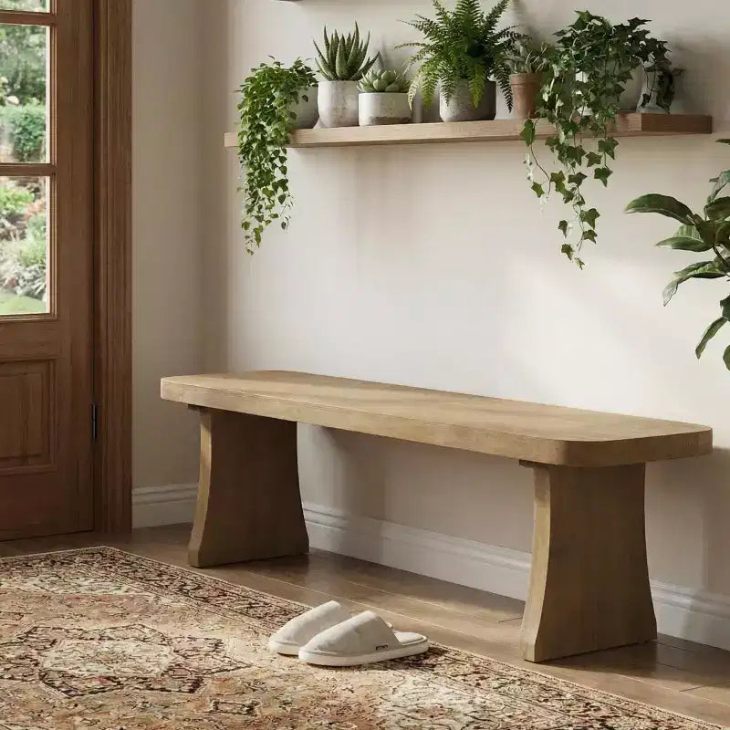 Christopher Knight Home Ningning Farmhouse Pine Dining Bench with Flared Leg Design