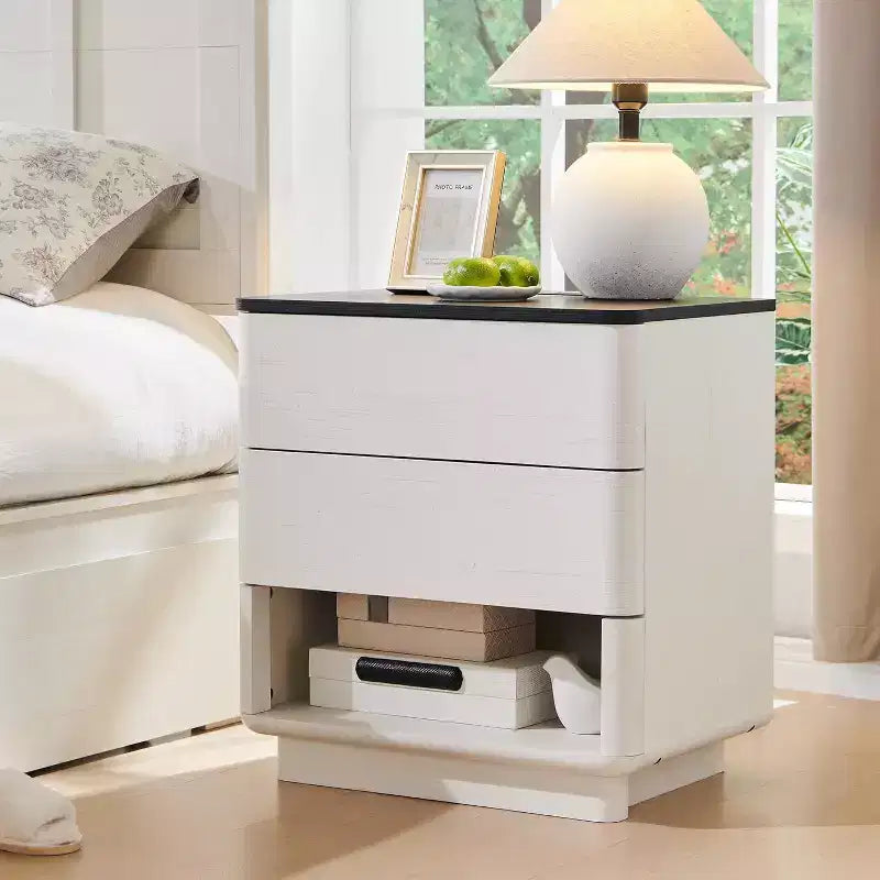 Table de chevet moderne avec station de charge USB et 2 tiroirs