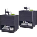 BALHAM TRADE-Modern Bedside Table Set of 2 with USB Charging Station 2 Drawers Push to Open Design