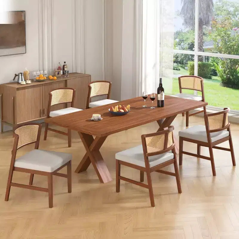 Chaises de salle à manger en rotin Chaise sans accoudoirs Chaise d'appoint de cuisine
