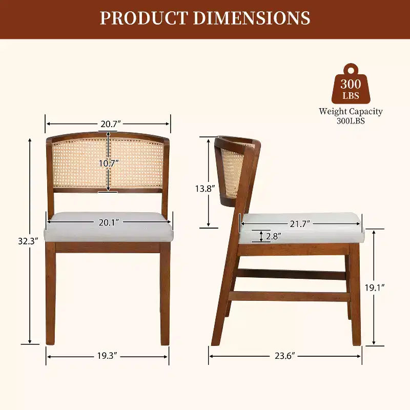 Chaises de salle à manger en rotin Chaise sans accoudoirs Chaise d'appoint de cuisine