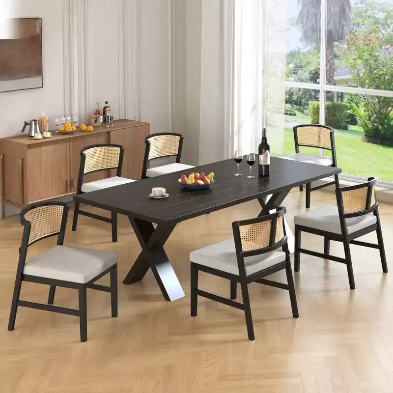 Chaises de salle à manger en rotin Chaise sans accoudoirs Chaise d'appoint de cuisine