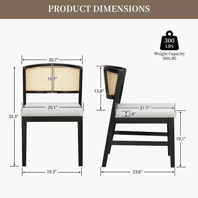 Chaises de salle à manger en rotin Chaise sans accoudoirs Chaise d'appoint de cuisine