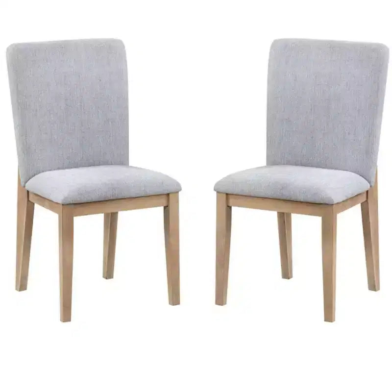 Chaises de salle à manger en bois moderne tapissées de lin (lot de 2)