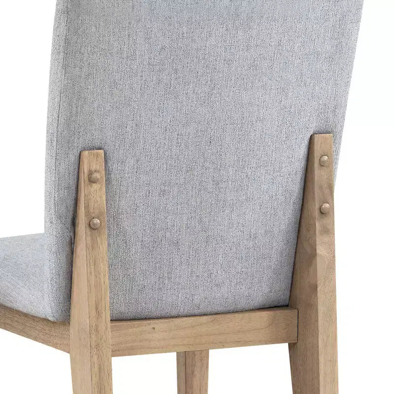 Chaises de salle à manger en bois moderne tapissées de lin (lot de 2)