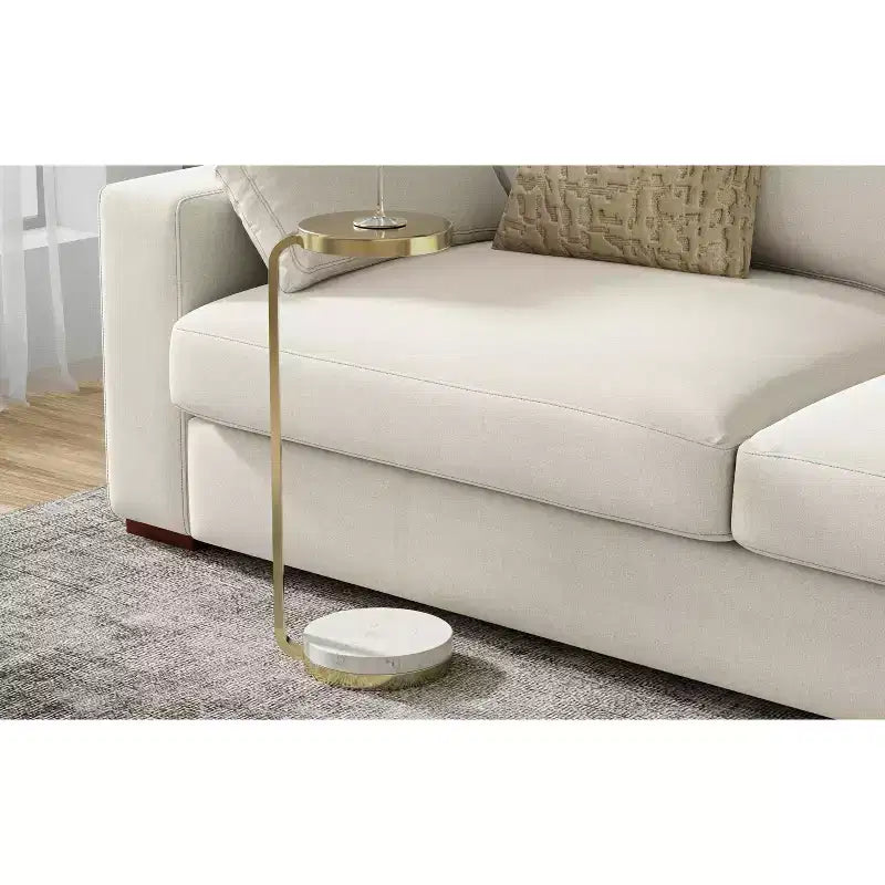 Table d'appoint en métal de style moderne et contemporain, blanc/doré