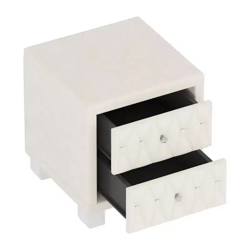 Table de chevet en velours avec 2 tiroirs, poignée en cristal, rangement, table de chevet avec capitonnage