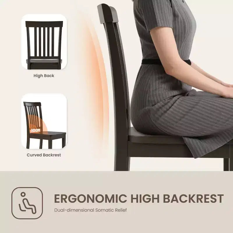 Chaise de salle à manger en bois massif, style ferme moderne, dossier à lattes