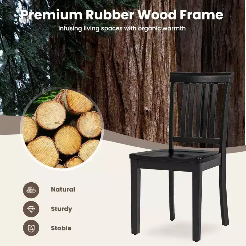 Chaise de salle à manger en bois massif, style ferme moderne, dossier à lattes