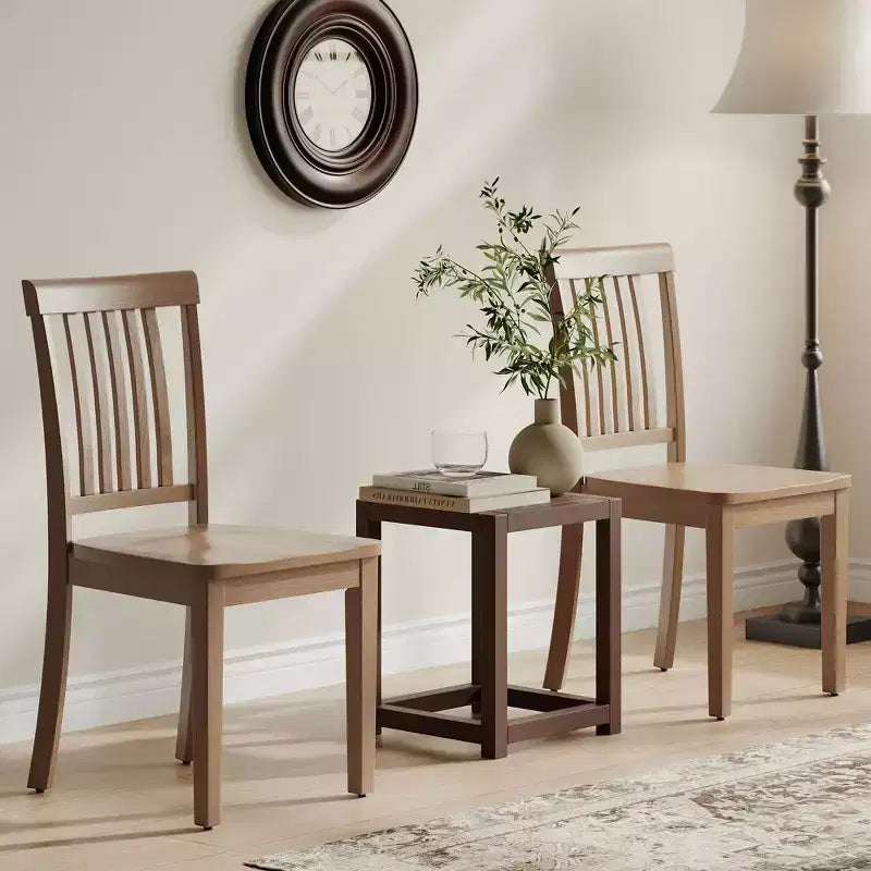 Chaise de salle à manger en bois massif, style ferme moderne, dossier à lattes