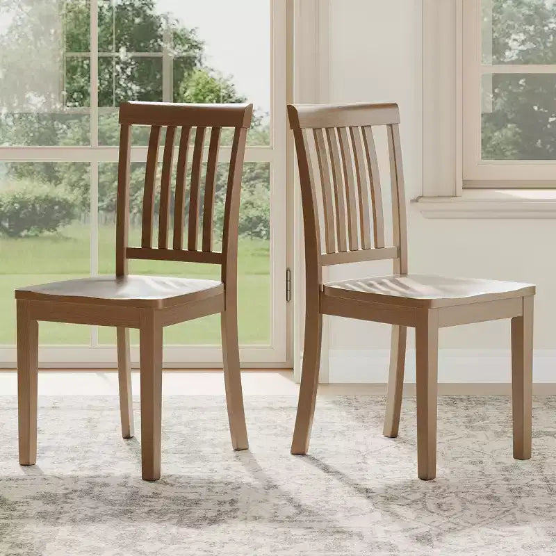 Chaise de salle à manger en bois massif, style ferme moderne, dossier à lattes