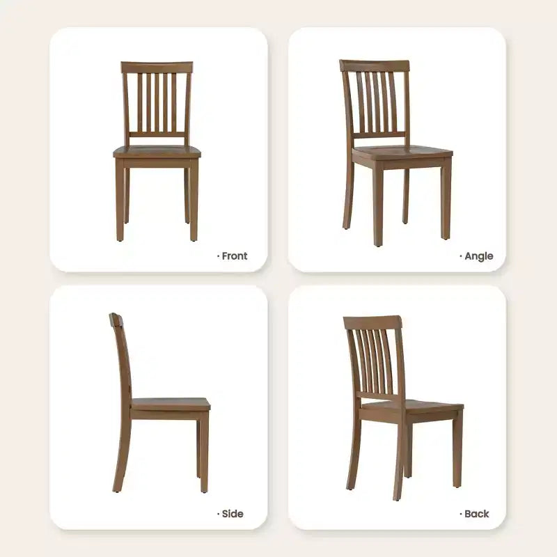 Chaise de salle à manger en bois massif, style ferme moderne, dossier à lattes