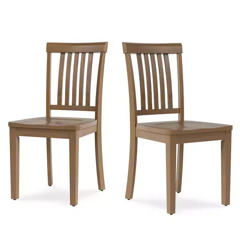 Chaise de salle à manger en bois massif, style ferme moderne, dossier à lattes